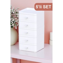 Fesya Home Esta 5 Çekmeceli Makyaj Organizeri 5 Katlı Çok Amaçlı Çekmeceli Organizer - Beyaz