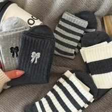 Çorap Kurdu 5'li Ekonomik Paket Fiyonk Detaylı Unısex Tenis Çorap Set