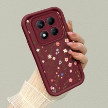 Ucuc Xiaomi Redmi Note 14 Pro Plus 5g Uyumlu Bordo Çiçek Desenli Silikon Malzeme Darbeye Dayanıklı Lens Koruma