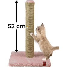 Feyza Design 52CM Lüx Jüt Tırmalama Tahtası, Catnipli Pembe Minderli