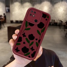 Ucuc Xiaomi Redmi 10C Uyumlu Şık Lale Bordo Silikon Darbeye Dayanıklı Lens Koruma Telefon Kılıf