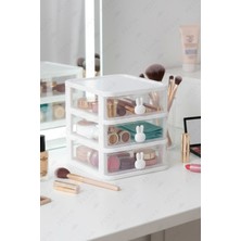 Fesya Home Usagı 3 Çekmeceli Makyaj Organizeri - Bölmeli Fırça Kozmetik Makyaj Düzenleyici Organizer