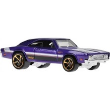 - ´69 Dodge Charger 500 - Then And Now 8/10 - HKJ46 - Short Card - Metalik Mor - Mattel 2023 - 1:64
