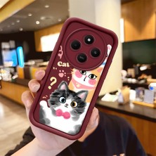 Ucuc Xiaomi Poco C75 Uyumlu Sevimli Kedi Desenli Bordo Silikon Lens Koruma Şok Emici Kılıf