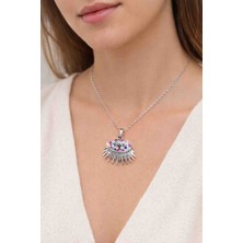 Mira Renkli Taşlı Göz Figürlü Kadın Çelik Kolye