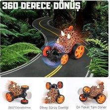 Uzaktan Kumandalı Dinozor Araba 360° Hareketli, Pilli,ışıklı, Atan Full Fonksiyon, Ön Tekerlekleri Akrobat Dönebilen Araba (Kahverengi)