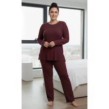 ModaSehle Kadın Büyük Beden Uzun Kollu Yüksek Bel Şardonlu Bisiklet Yaka Cepli Takım