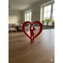 Ceresshop Sevgililer Günü Kalpli Aşık Çift Biblo | Romantik Ev Dekorasyonu | 3D Baskı Masa ve Raf Süsü