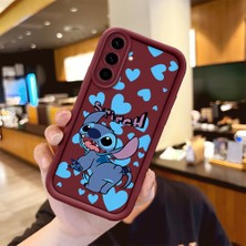 Ucuc Samsung Galaxy A56/A36 Uyumlu Bordo Silikon Kılıf Sevimli Stitch Desenli Darbeye Dayanıklı Lens Koruma