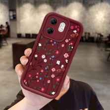 Ucuc Infinix Hot 50I/SMART 9 Uyumlu Bordo Çiçek Desenli Silikon Malzeme Darbeye Dayanıklı Lens Koruma