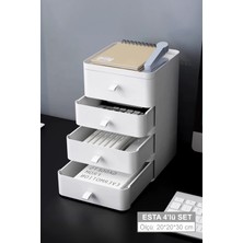 Fesya Home Esta 4 Çekmeceli Makyaj Organizeri 4 Katlı Çok Amaçlı Çekmeceli Organizer - Beyaz
