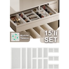 Fesya Home Origami 15'li Makyaj Organizeri Çekmece Içi Düzenleyici Set Şeffaf 6k-60-2b-1xl