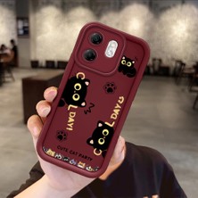 Ucuc Infinix Hot 50I/SMART 9 Uyumlu Sevimli Kedi Desenli Bordo Silikon Lens Koruma Şok Emici Kılıf