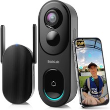 Kablosuz Kapı Zili Kamerası, Homebase ile 5 Mp Video Kapı Zili, 180° Panoramik Görünüm, Aylık Ücret Yok, 2,4 Ghz Wifi, Yapay Zeka Hareket Algılama, Vr Modu