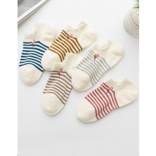 Çorap Kurdu 5'li Ekonomik Paket Flamingo Detaylı Çizgili Unısex Patik Çorap Set