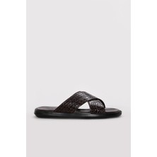 Fast Step Hakiki Deri  Erkek Düz Terlik 295MA629