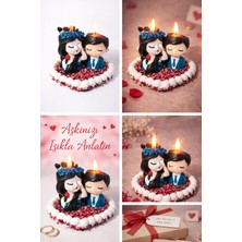 Aşk Temalı El Yapımı Mum Dekor Seti – Çift Figürlü Masaüstü Süs