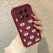 Ucuc Xiaomi Redmi Note 14 Pro Plus 5g Uyumlu Bordo Silikon Kılıf Nazar Boncuğu Desenli Darbeye Dayanıklı Lens Koruma