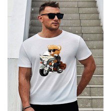 ÇARŞI47 Ayıcık Baskılı Tişört Erkek Yetşkin T-Shirt 3D Baskı Kalitesi