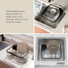 Multi-Use Dish Rack Sinkin Çok Fonksiyonlu Tabak Standı Siyah/nikel, Metal, Büyük