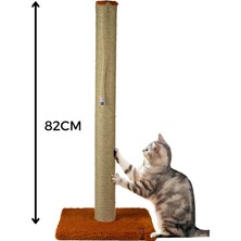 Feyza Design 82CM Lüx Jüt Tırmalama Tahtası, Catnipli Turuncu Minder Yüzey