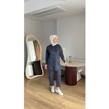 Moda Kadın Günlük Scuba Kumaş Pantolonlu Takım