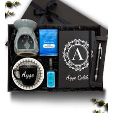 As Gift Kişiye Özel Siyah Defter & Siyah Fincan & Kahve & Kolonya & Buhurdanlık & Kalem Hediye Seti