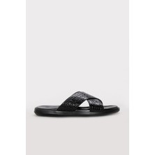 Fast Step Hakiki Deri  Erkek Düz Terlik 295MA629