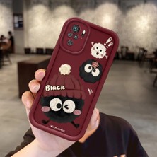 Ucuc Xiaomi Redmi Note 10/10S Uyumlu Bordo Silikon Kılıf Sevimli Kartun Desenli Darbeye Dayanıklı Lens Koruma