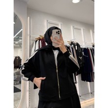 Moda Kadın Parlak Şeritli Fermuarlı 3lü Etek Alt Üst Sweat Takım - Şık ve Modern