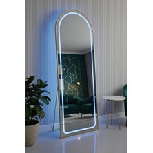 Esenhome DECOR Gold Çerçeveli Mavi Ledli Oval Boy Aynası 60X180CM