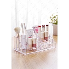 Fesya Home Nez Şeffaf 16 Bölmeli Makyaj Organizeri – Takı, Ruj ve Kozmetik Düzenleyici Kutusu