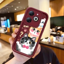 Ucuc Tecno Spark 20/20C/GO 2024 Uyumlu Sevimli Kedi Desenli Bordo Silikon Lens Koruma Şok Emici Kılıf