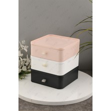 Fesya Home Esta Renkli 3 Çekmeceli Makyaj Organizeri 3 Katlı Çok Amaçlı Çekmeceli Organizer Gri-Pembe-Beyaz