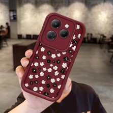 Ucuc Infinix Hot 40/hot 40 Pro Uyumlu Bordo Silikon Kılıf Çiçek Desenli Darbeye Dayanıklı Lens Koruma