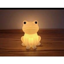 3D Baskı Kurbağa Figürlü Mum Işıklı Gece Lambası – Sıcak Led, Pilli