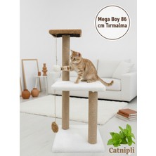 Feyza Design Yumuşacık Peluş Dokulu 3 Katlı Mega Kedi Tırmalama Tahtası 86 cm