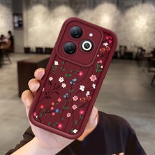 Ucuc Infinix Smart 8/smart 8 Pro Uyumlu Bordo Çiçek Desenli Silikon Malzeme Darbeye Dayanıklı Lens Koruma