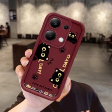 Ucuc Xiaomi Redmi Note 13 Pro 4g Uyumlu Sevimli Kedi Desenli Bordo Silikon Lens Koruma Şok Emici Kılıf