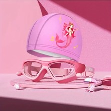 PremiumPort Çocuklar Için Su Geçirmez Yüzme Gözlüğü ve Bone Seti, Renkli ve Konforlu