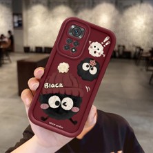 Ucuc Xiaomi Redmi Note 11/11S Uyumlu Bordo Silikon Kılıf Sevimli Kartun Desenli Darbeye Dayanıklı Lens Koruma