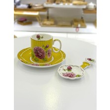Mikasa Moor Karen Sarı Tek Kişilik Türk Kahvesi Fincanı ve Lokumluk 3 Parça