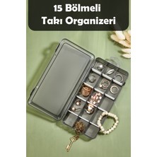 Fesya Home Takı Kutusu 15 Bölmeli Takı Kutusu Ayarlanabilir Takı Düzenleyici - Şeffaf Siyah