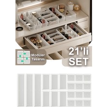 Fesya Home Origami 21'li Makyaj Organizeri Çekmece Içi Düzenleyici Set Şeffaf 12K-60-3B