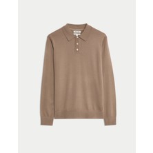 Marks & Spencer Merino Ipek Karışımlı Düğmeli Polo Üst