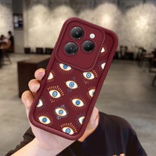 Ucuc Infinix Hot 40/hot 40 Pro Uyumlu Bordo Silikon Kılıf Nazar Boncuğu Desenli Darbeye Dayanıklı Lens Koruma