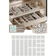 Fesya Home Origami 24'lü Makyaj Organizeri Çekmece Içi Düzenleyici Set Şeffaf 16K-40-4B