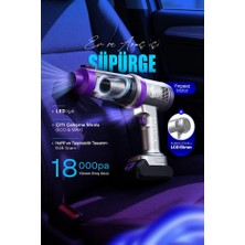 Ensiga Şarjlı LCD Ekranlı Ev ve Araç Içi Dikey Süpürge 18.000 Pa Max Emiş Güçlü Kablosuz Süpürge