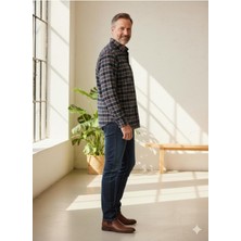 Klasik Kesim Tek Cepli Yünlü Baba Gömleği