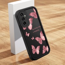 Ucuc Samsung Galaxy M23 Uyumlu Siyah Silikon Kılıf Kelebek Desenli Darbeye Dayanıklı Lens Koruma